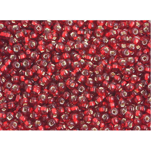 SEED BEAD NO. 8 SILVERLINED RED